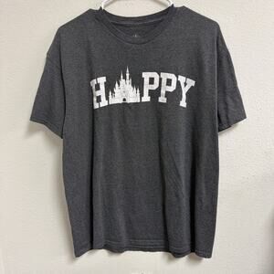 Disney Parks Official Gray Happy Castle Shirt Size L Top Magic Kingdom